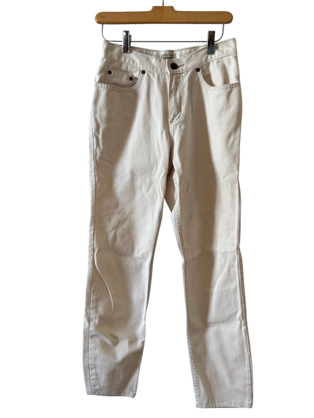 LL Bean Rigid Denim Straight Leg Jeans Off White 4P